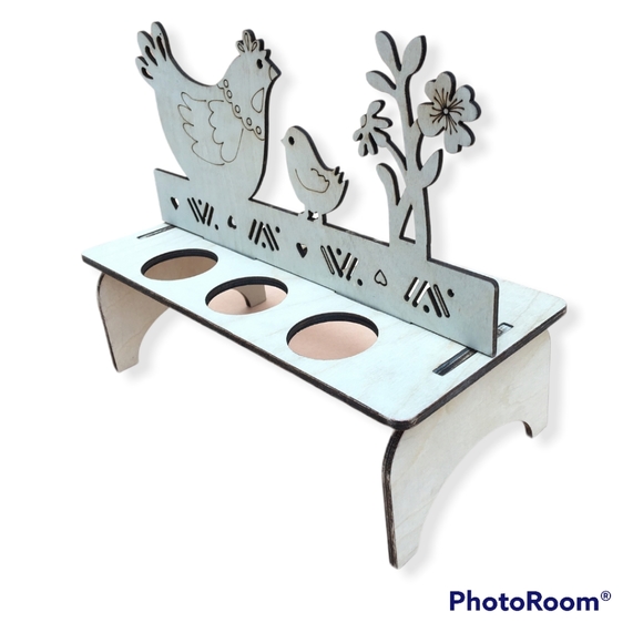 Hen & Chick easter eggs display stand. Wood. DIY paint or decorate. #Farmhouse - Picture 3 of 5
